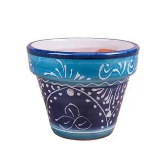 Hand-Painted Blue Shade Round Pot