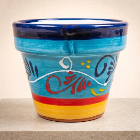 Hand-Painted Sunrise Round Pot