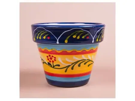 Hand-Painted Sunset Round Pot